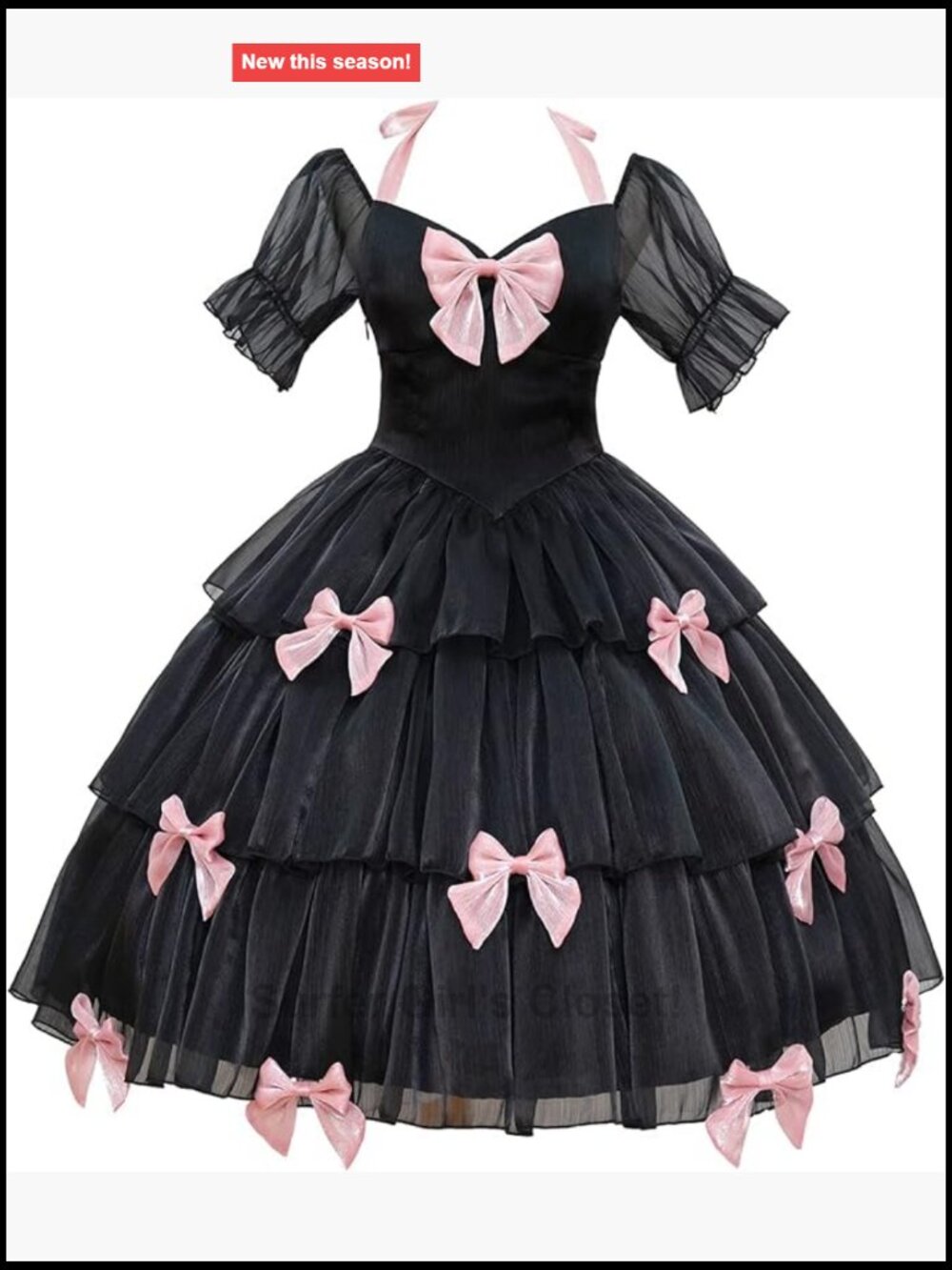 Gothic Lolita Puff Sleeve Dress with Detachable Bow